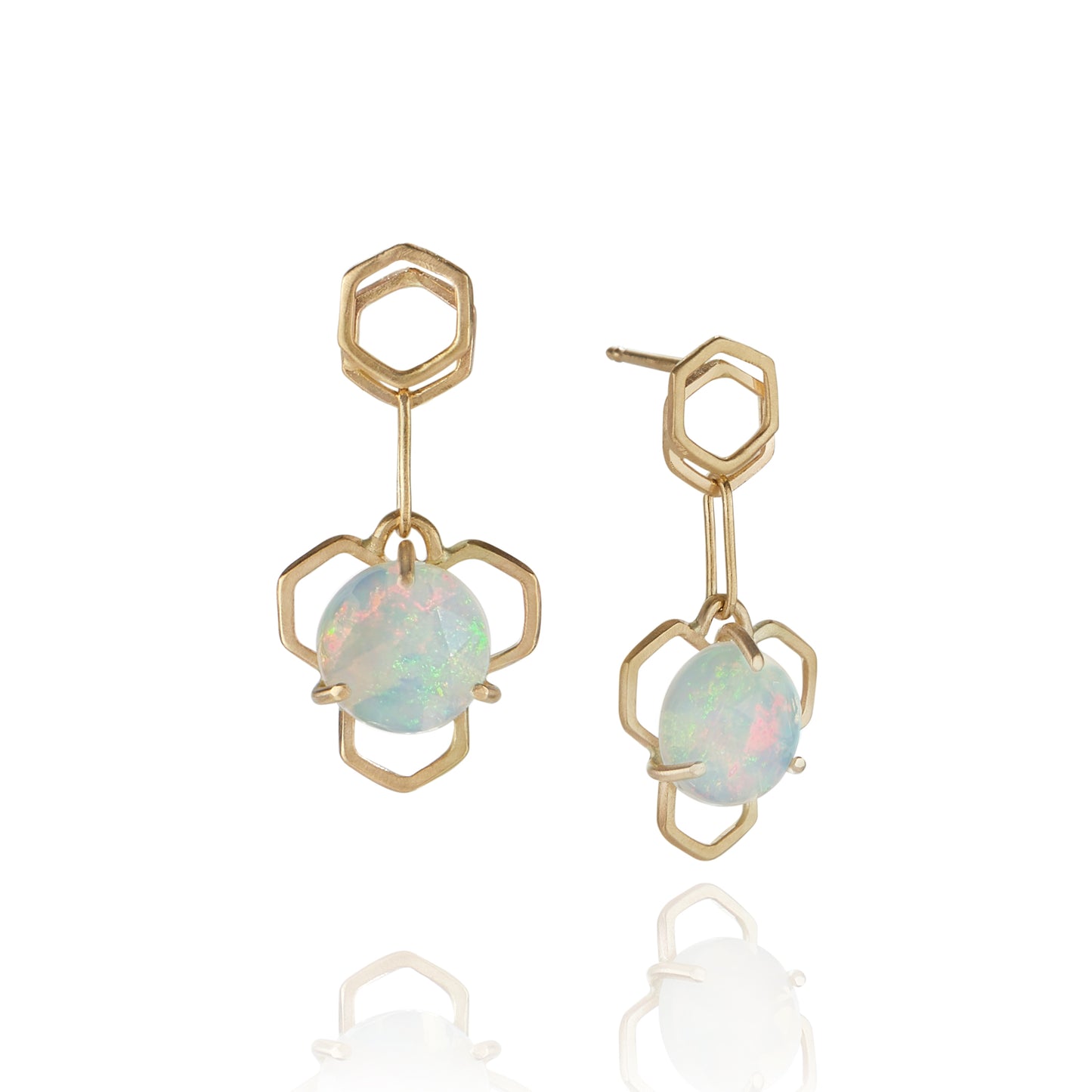 14K Gold Honey Drop Earrings with Opals