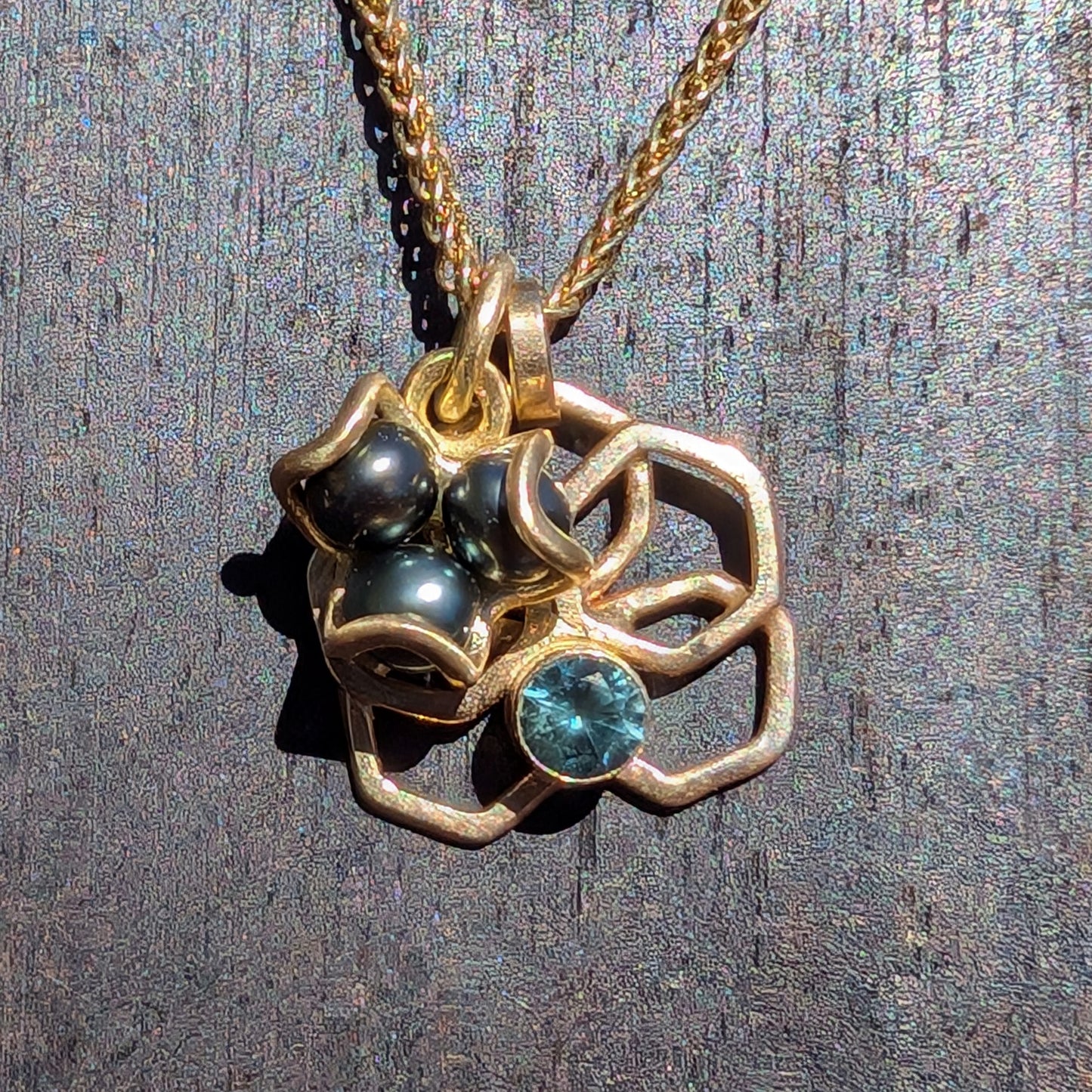 Montana Sapphire 14K Honeycomb Orchid Necklace