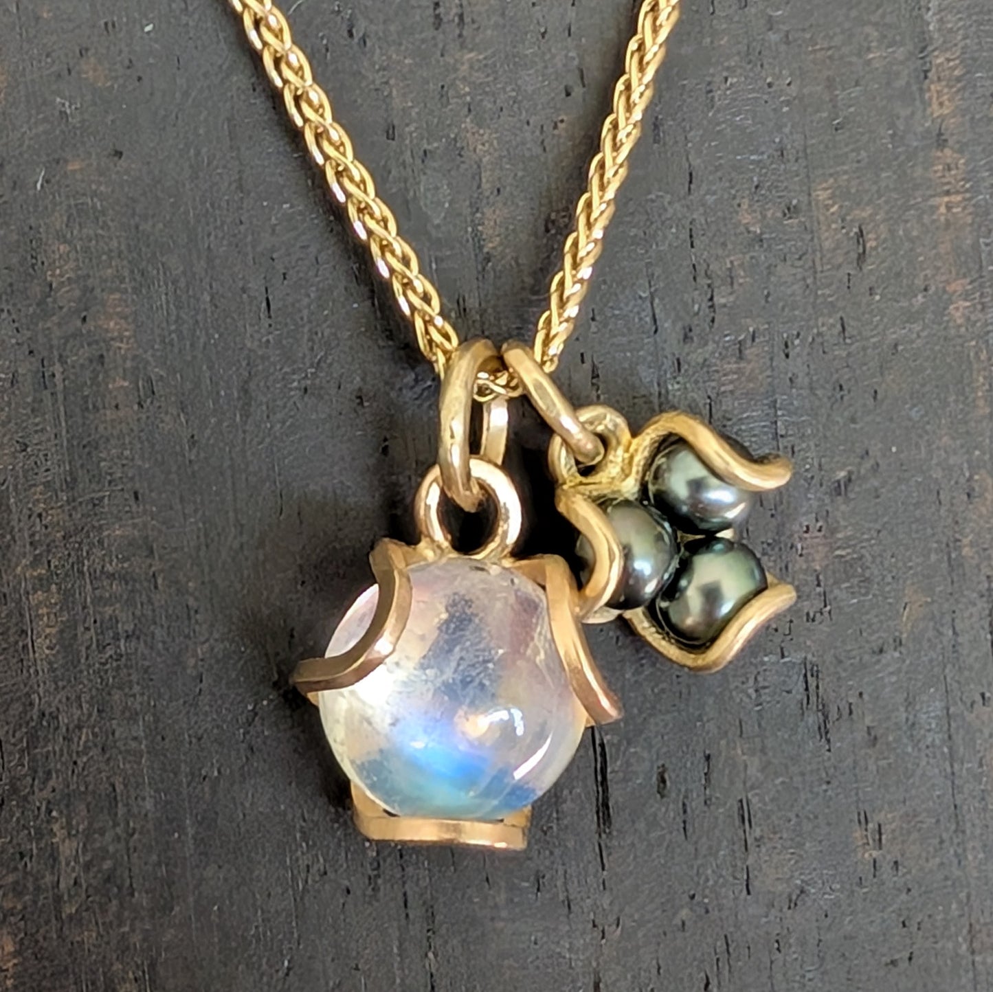 Moonstone Open Iris Pendant 14K