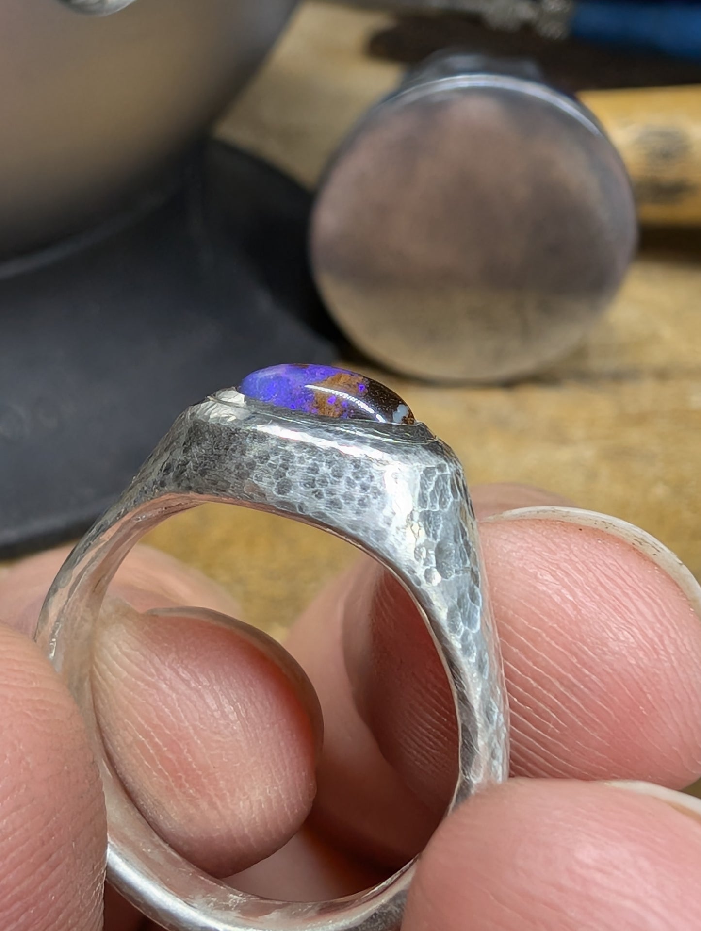Boulder Opal Bombe Ring Size 6.5