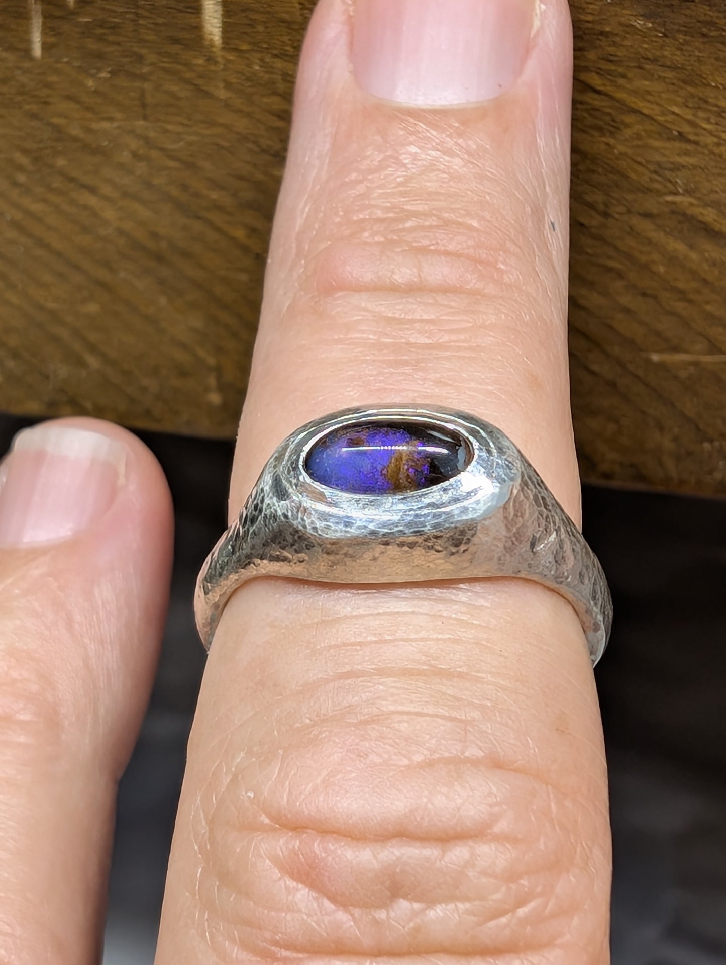 Boulder Opal Bombe Ring Size 6.5